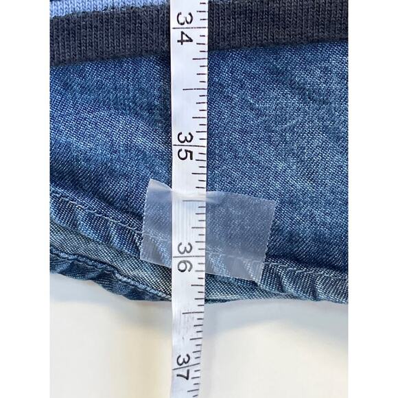 J.Jill Womens M Blue Striped Pullover Shift Pockets Chambray Collar/finish - Picture 5 of 7